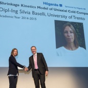 Dipl.-Ing Silvia Baselli, Thesis Competition winner (Masters category) with EPMA President, Mr Philippe Gundermann 